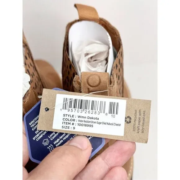 TOMS Dakota Chelsea Ankle Boots Size 9 Tan Animal Print Water Resistant Leather - Picture 6 of 7